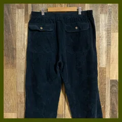 コーデュロイパンツ バッグフラップポケット ワイドパンツ イージーパンツ ブラック 秋冬  メンズ 古着 パンツ