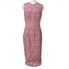 リトル ミストレス LITTLE MISTRESS ワンピース ドレス ロング 総レース タイト ノースリーブ 日本サイズM相当 UK8 EUR36 US4 ピンク X