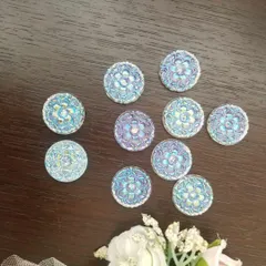 10個まとめ売り チェコガラスボタン ◇ フラット型 22mm ◇