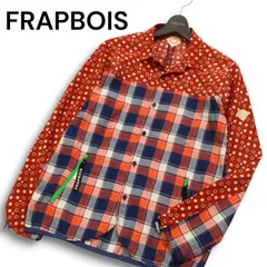 FRAPBOIS フラボア 秋冬 ロゴ★ デザイン柄 × チェック 切替 シャツ風 ネル生地 ジャケット Sz.1　メンズ