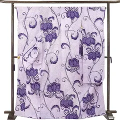 振袖と長襦袢セット 身丈170cm 裄65cm 前幅23cm 後幅30cm 袖丈112cm 袖幅32.5cm レディース 袷 絞り 裄Mサイズ 秋冬春用 正絹（シルク）紫地 トールサイズ 美品 リサイクル リメイク リユース【呉服のきくや】