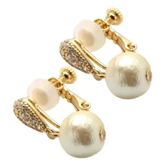 【ゴールド×ネジ式イヤリング】[Cream dot. クリームドット公式] イヤリング レディース 金属アレルギー ニッケルフリー シリコンカバー 揺れる ネジ式 クリップ式 ビジュー コットンパール パヴェ 上品 エレガント