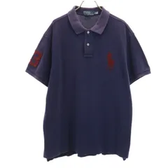 Polo by Ralph Lauren ポロバイラルフローレン ビッグポニー刺繍 半袖 カスタムフィット ポロシャツ XXL ネイビー ビッグサイズ 鹿の子 メンズ 古着