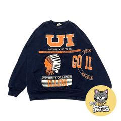 90s 古着 ノーブランド スウェット イリノイ大学 カレッジ系 USA製 L