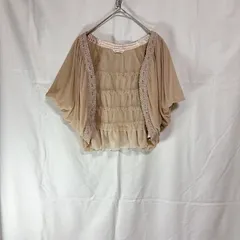美品 axes femme アクシーズファム レディース ボレロ カーディガン M ベージュ 刺繍 ビジュー シフォン ティアード フリル レース おしゃれ かわいい 結婚式 二次会 パーティ セレモニー  フォーマル