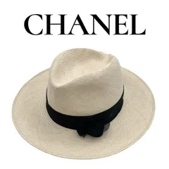 CHANEL シャネル ココマーク付き ストローハット ロングブリム org.jpg