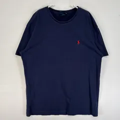 古着 90's/90年代 ポロバイラルフローレン Polo by Ralph Lauren 半袖Tシャツ ロゴ 刺繍 シングルステッチ クルーネック M  ネイビー メンズ