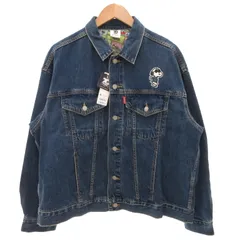 ジーユー GU スヌーピー 70周年 SNOOPY 70years タグ付き デニムジャケット Gジャン 刺繍 ワッペン XL インディゴブルー /GV