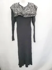 ◇ JILL by JILLSTUART 長袖 膝下丈 ケーブカラー ニット ワンピース サイズFR ブラック レディース P  【1408200008403】