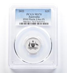 2022年 アトラリア 25ドル プラチナ 1910 フローリン 1/4オンス MS70 PCGS 