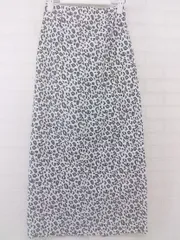 ◇ JEANASIS ジーナシス 総柄 スリット ロング タイト スカート サイズS ホワイト ブラック レディース P  【1301180000255】