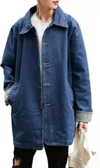 【数量限定】gジャン コート ゆったり ロング デニム スタジャン メンズ ジャンパー おしゃれ デニムジャケット トップス コート カジュアル [Ａｌｈｙｌａ] アウター ストリート系ブルーXL