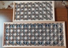 100 麻の葉組子　2枚一組  木製額縁