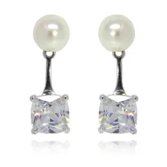 大人気な淡水真珠 2WAY CZダイヤモンドピアス ジルコニア レディース シルバー925 プラチナ仕上 アクセサリー ジュエリー プレゼント