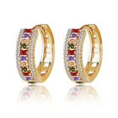 ジルコニア トパーズ風 フープピアス レディース 長方形カット ブライダル ウェディング パーティー きれいめ ゴールド シルバー