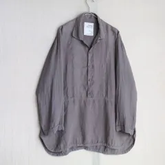 インド製 AUGUST PRESENTATION リネン プルオーバー シャツ / S グレー ブラウン オープンカラー Pajama Look T5-04002-9437のサムネイル