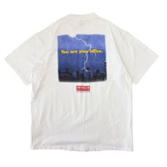 XLサイズ USA製 90s 日立 HITACHI サンダー Tシャツ IT企業 バックプリント ヴィンテージ 古着 シングルステッチ ホワイト