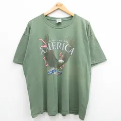XL/古着 半袖 ビンテージ Tシャツ メンズ 00s ワシ アメリカ 大きいサイズ コットン クルーネック 緑 グリーン 24jun17 中古