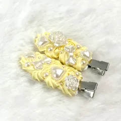 【No.113】前髪クリップ ホイップデコ 黄色