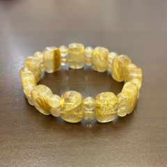 ゴールドルチルクォーツ 招き猫 ブレスレット 天然石 パワーストーン 