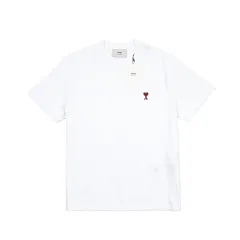 AMI PARIS アミパリス / Tシャツ 半袖 クルーネック オールシーズン コットン 100% ワンポイント ロゴ ホワイト  426442