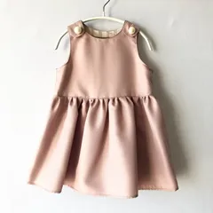 ローズピンク/大きなパールボタンのよそゆきワンピース【くすみピンク系/子ども服/ベビー服】