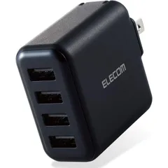 エレコム ELECOM AC充電器(4.8A/Aポート×4） ブラック MPA-ACU13BK 充電 コンセント AC 充電器 USB 4台同時 折りたたみ式のサムネイル
