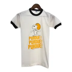 70年代 USA製 Champion チャンピオン PEANUTS スヌーピー リンガーＴシャツ ヴィンテージ キャラクター(メンズ SMALL)中古 古着 T7180