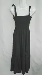 ◇ ⊂ INGNI イング チューブトップ キャミソール ティアード 袖なし マキシ ワンピース サイズM ブラック レディース E  【1409100014204】