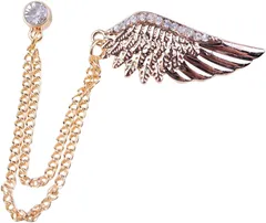 新品 WOWTAC ラペルピン ブローチ 翼 羽根 ゴールド シルバー チェーン アクセサリー ピンバッジ スーツ 結婚式 天使