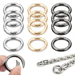 新品 丸型カラビナ 3色 12個セット リング カラビナ おしゃれ スプリングフック キーリング 丸カン キーホルダー 亜鉛合金 バッグ チャーム アウトドア 鍵 手芸 修理用 交換用 装飾 パーツ 補修 金具