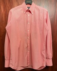 【伊勢丹 取り扱い】 MADE IN USA製 IKE BEHAR ISETAN MEN'S 別注 ギンガムチェック柄長袖ボタンダウンシャツ レッド 16サイズ