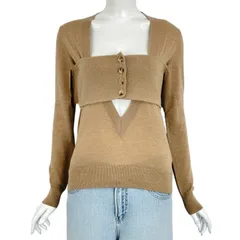 新品同様 BURBERRY バーバリー セーター ニット 長袖 トップス ウール レイヤード風 ブラワン