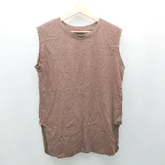 ◇ RED CHOP WORKS コットン100％ ノースリーブ クルーネック 無地 - Tシャツ サイズ38 ブラウン レディース E  【1307260031980】