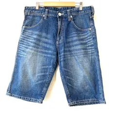 (^w^)b Wrangler ラングラー エドウィン W033 コットン100% ハーフ デニムパンツ ショート ジーパン ジーンズ 短パン 半ズボン ウォッシュ加工 ボトムス インディゴブルー メンズ 男性 W31