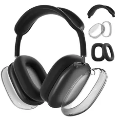 【数量限定】AIRSPO AirPods Max用シリコンケース、クリアソフトTPUイヤカバー/ヘッドバンドカバー、AirPods Maxアクセサリー(ブラック)