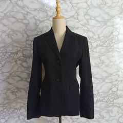 ミッシェルクラン　MICHEL KLEIN　テーラードジャケット　ウールジャケット　レディース 【38】  黒　ブラック　ウール混　毛混　おしゃれ　大人上品　ビジネス　スタイリッシュ