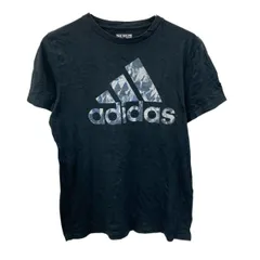 adidas 半袖プリントTシャツ キッズL(140～) ブラック アディダス プルオーバー ビッグロゴ スポーティー 古着卸 アメリカ仕入 a705-5883