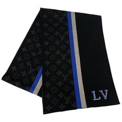【LOUIS VUITTON】ルイ・ヴィトン エシャルプLVバーシティ M77935 マフラー ウール メンズ モノグラム ブラック 黒