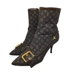 LOUIS VUITTON ルイ・ヴィトン モノグラム ミニ ピンヒール ショートブーツ NQ0066 36.5 ブラウン