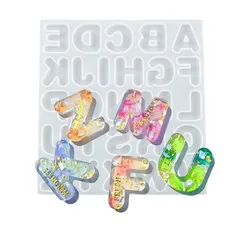【在庫処分】ペンダント レジン キーホルダー 文字 アクセサリー 英語 大文字 パーツ イニシャル 作成 英字 石膏 角がまるい 樹脂 シリコンモールド シリコン型 アルファベット DIY手作り 丸文字 道具 YFFSFDC