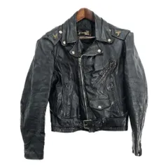 70年代 Sears シアーズ The Leather Shop レザー ダブルライダースジャケット ブラック (メンズ 38) 中古 古着 R7050