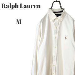 Ralph Lauren ラルフローレン 長袖ボタンダウンシャツ スリムフィット ワンポイントロゴ ポニー刺繍 ホワイト メンズ Mサイズ