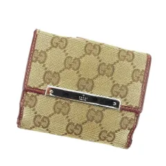 【最大30％OFF】グッチ GUCCI 二つ折り財布 GG柄 ベージュ　ボルドー レディース 中古