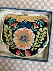 和装バッグ　着物　バッグ　花柄　織り生地　箱付き　鏡付き　川島織物　z-407