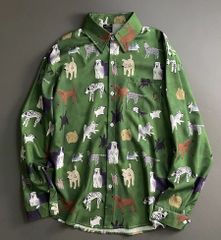 希少 90s バナリパ バナナリパブリック Safari 犬柄 総柄シャツ M