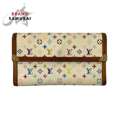 ルイヴィトン モノグラム マルチカラー ポルトトレゾール インターナショナル ホワイト ゴールド金具 PVC/レザー M92659 長財布 503154【中古】