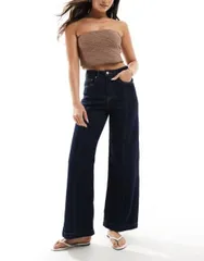 【送料無料】 オンリー レディース デニムパンツ ボトムス ONLY Hope high waist wide leg jeans with front seam detail in dark blue Dark Blue Denim