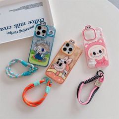スマホケース　ラブブLabubu　ストラップ付き　iPhone対応　アイフォンケース　iPhone16pro/16promax/15/14/13　可愛いケース　海外限定　新品未使用　3カラー選択可能