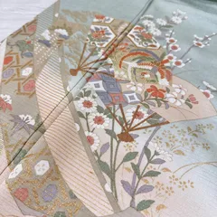 【単衣】正絹　訪問着　風景柄　居敷当て無し 正絹【単衣】付けさげ 刺繍 訪問着